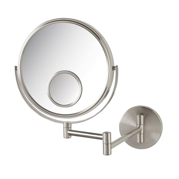 Bathroom Wall Mirror with Magnification - 10X & 15X Makeup Mirror - Swivel Vanity Mirror - 360 Rotation - Polished Finish - Model JP7510N