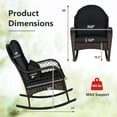 thumbnail image 3 of Costway Patio Wicker Rocking Chair with Seat Back Cushions & Lumbar Pillow Porch Black, 3 of 9