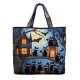 thumbnail image 2 of Halloween Quilted Tote Bag,Reusable Shopping Tote Large Capacity Trick or Treat Bag Fall Gift for Women Daily Commute Travel Shoulder Strap Handbag, 2 of 6
