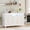 White, variant on Sideboard Buffet Cabinet with Rattan Design, 4 Doors, 2 Drawers, LED Lights, Power Outlet, Adjustable Shelves