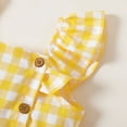 thumbnail image 6 of PatPat Toddler Girl Dresses Little Girls Summer Clothes Button Plaid One Piece Flutter Sleeve Strap Dress, Yellow, 18M-6 Years, Clearance, 6 of 7