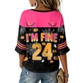 thumbnail image 4 of Halloween Shirts for Women Cute Ghost Graphic Tee Oversized 3/4 Sleeve V Neck T-Shirt Funny Pumpkin Print Spooky Fall Top, 4 of 5