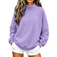 thumbnail image 5 of VJGBEGW Womens Mock Neck Sweatshirt Oversized Pullover Fall Fashion Long Sleeve Tops Purple L, 5 of 9