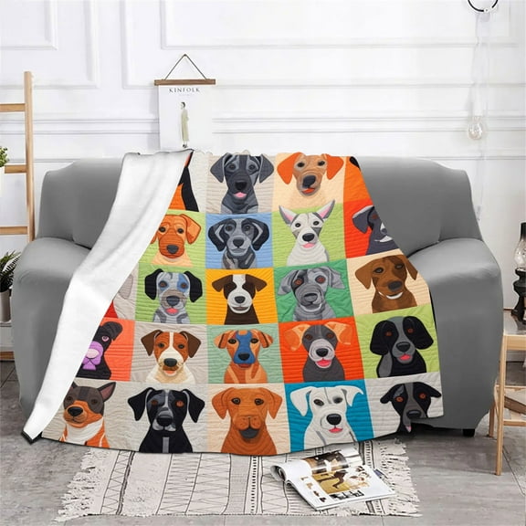 FYHALE Dog Throw Blanket 80x60 Inches Soft Cozy Blanket for Couch Car Bed Family Blanket Holiday Decoration Gift