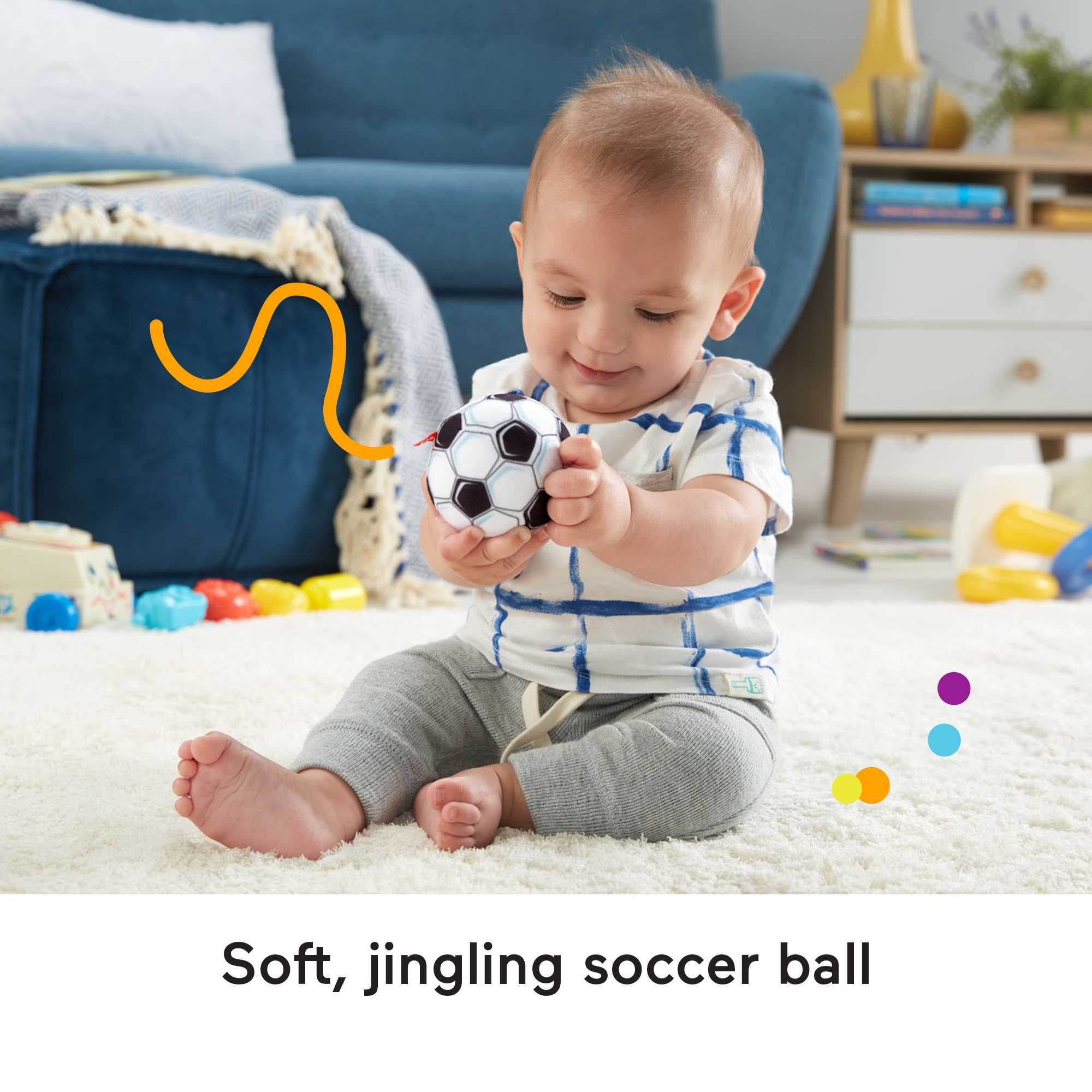 Fisher-Price Just for Kicks Gift Set Infant Baby Rattle & Teether Toys with Plush Ball, 4 Pieces