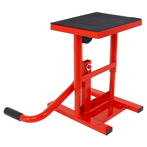LuckyNote Motorcycle Dirt Bike Jack Stand, Adjustable Height 11-16.5" Heavy Duty Steel Lift with 330 lbs Load Capacity for Maintenance Oil Change Tire Repair, Red