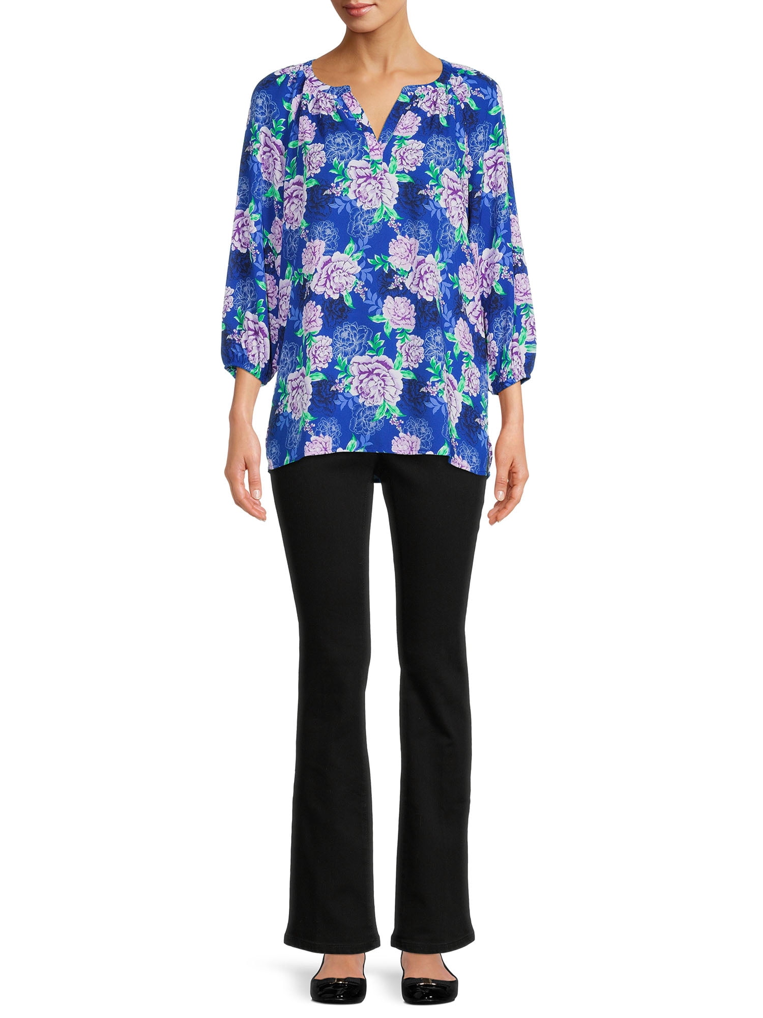The Pioneer Woman Pull On Embroidered Bootcut Jeans, 32” Inseam, Sizes XS-3X, Women's and Women's Plus