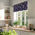 thumbnail image 5 of Flower Valances for Windows Abstract Purple Blue Green Lines Floral Texture Black Valance Curtains Rod Pocket Bathroom Small Window Treatments for Kitchen Living Room Bedroom, 54"x18", 5 of 7