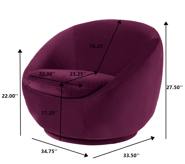 Better Homes & Gardens Mira Swivel Chair, Merlot Velvet  (图3)