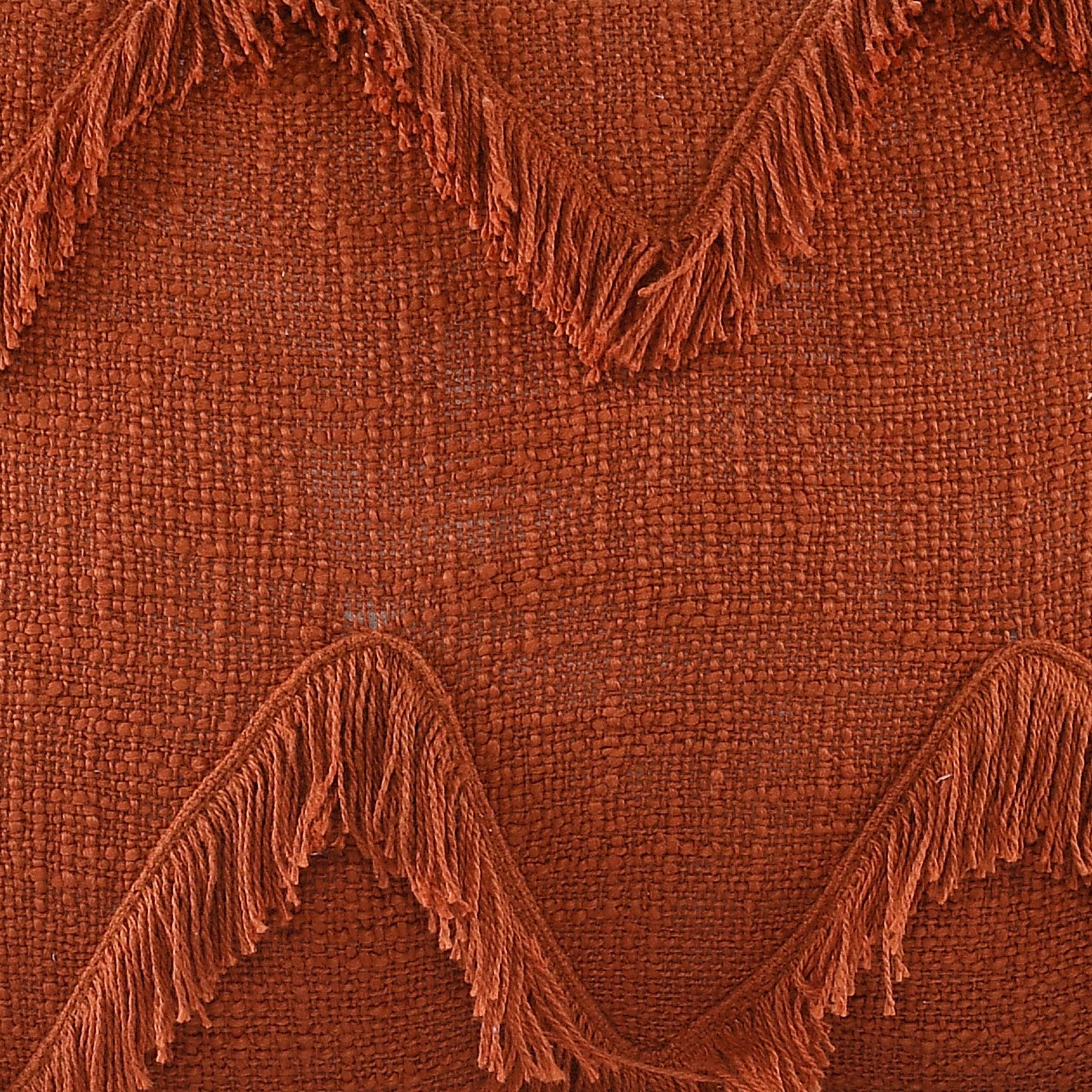 Ox Bay Avani Burnt Orange Bohemian Cotton Fringed Adult Decorative Lumbar Pillow, 14" x 20"