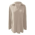 thumbnail image 4 of Women Plus Size Casual Sweaters Long Sleeve Solid Lapel V-Neck Ribbed Knit Tops Trendy Side Slit Loose Fit Pullover Shirts, 4 of 4