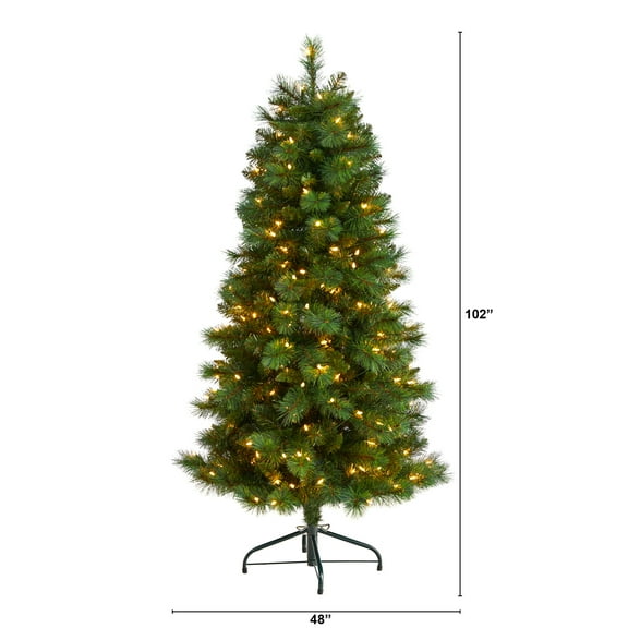 Nearly Natural 5ft. Prelit Slim West Virginia Mountain Pine Artificial Christmas Tree, Green