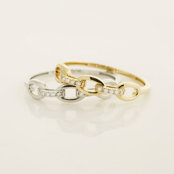 Anygolds 14K REAL Diamond Chain Link Band Ring, Real Solid Gold Natural Genuine Diamond Band Ring - MJR6256Y Yellow Gold