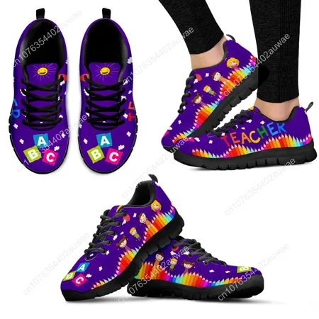 

Insegnante stampa moda suola morbida nera scarpe stringate leggere scarpe da ginnastica estive comode e traspiranti Zapatos