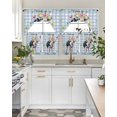 thumbnail image 4 of Spring Pig Swag Curtains for Living Room/Bedroom Windows, Butterfly Botanical Floral Blue Plaid Kitchen Curtains and Valances Set 36 Inch Length, Light Filtering Swags Valance Curtain Panels, 4 of 5