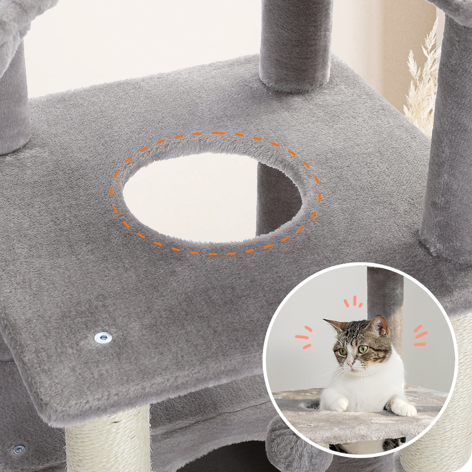 Pefilos 54" Cat Tree House for Indoor Cats, Cute Sisal Rope Cat Condo Plush Cat Climb Tree Cat Tree Tower for Large Cat, Gray Pefilos 54" Cat Tree House for Indoor Cats, Cute Sisal Rope Cat Condo Plush Cat Climb Tree Cat Tree Tower for Large Cat, Gray
