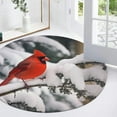 thumbnail image 3 of ARISTURING Cardinal Bird Snow Tree Flannel Round Doormat Floor Mat - Non-Slip Memory Foam Mat 31x31in, 3 of 7
