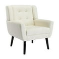 thumbnail image 2 of Mid Century Accent Chair, Button Tufted Upholstered Sofa Chairs, Modern Linen Fabric Ergonomic Armchair for Living Room Bedroom, Reading, Beige, 2 of 7