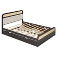 thumbnail image 5 of Harper & Bright Designs Queen Size Platform Bed Frame with Trundle and 2 Drawers, Wood Bed Frame with Padded Headboard, Espresso, 5 of 18