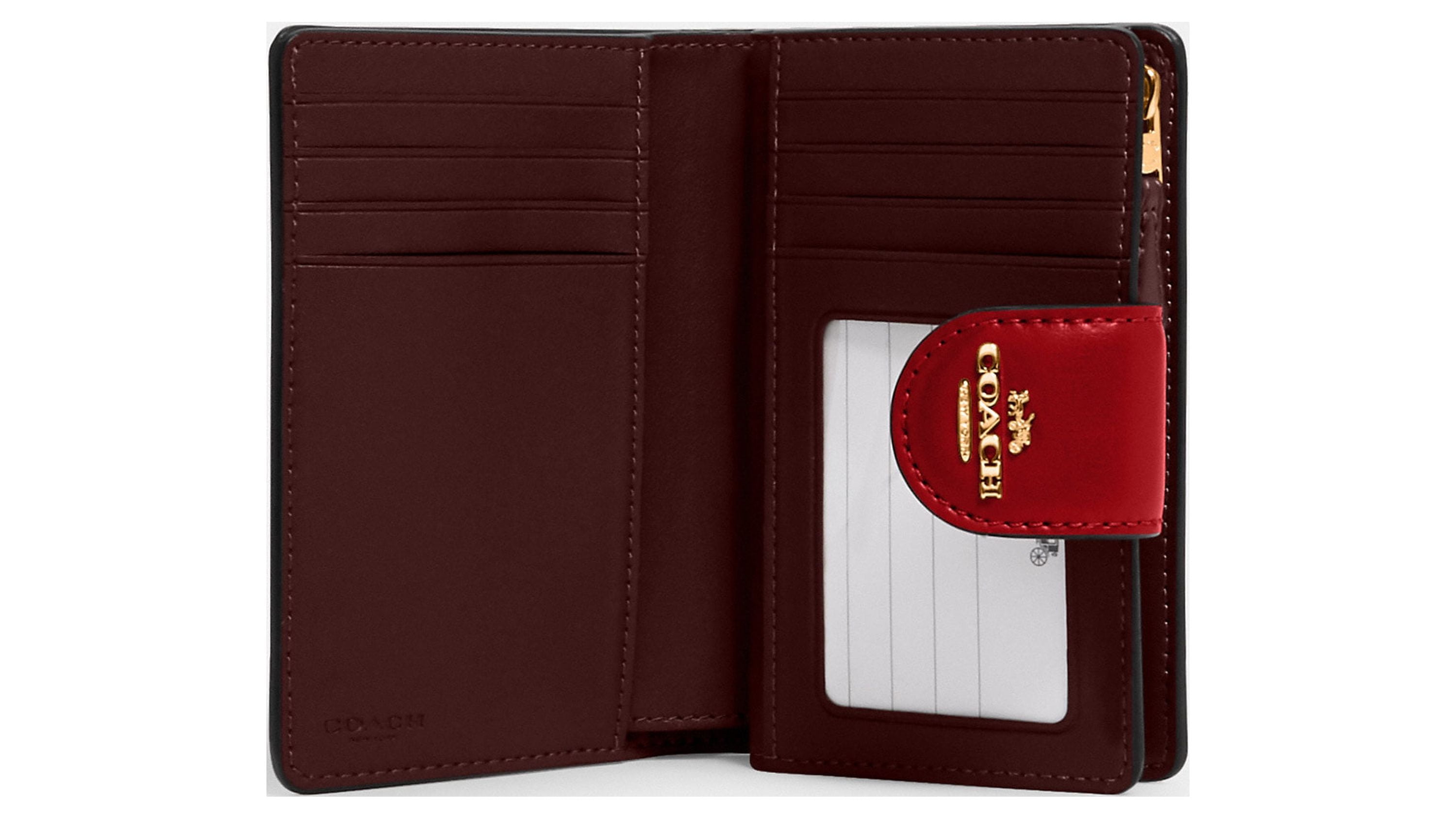 Small Zip Around Wallet in MEDIUM RED