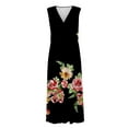 thumbnail image 5 of WTXUE Maxi Dresses, Sun Dress Sleeveless Vestidos Casuales Para Mujer V-Neck, For 2024 Spring Summer Elegant Wrap Trendy Flowy Dress Floral Maxi Women's Plus, Black Size S, 5 of 6
