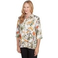thumbnail image 3 of Alfred Dunner Womens Petite Tropical Bird Button Front Top, 3 of 4