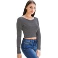 thumbnail image 1 of GHSDFBB Women's Basic Round Neck Long Sleeve Crop Top, 1 of 7