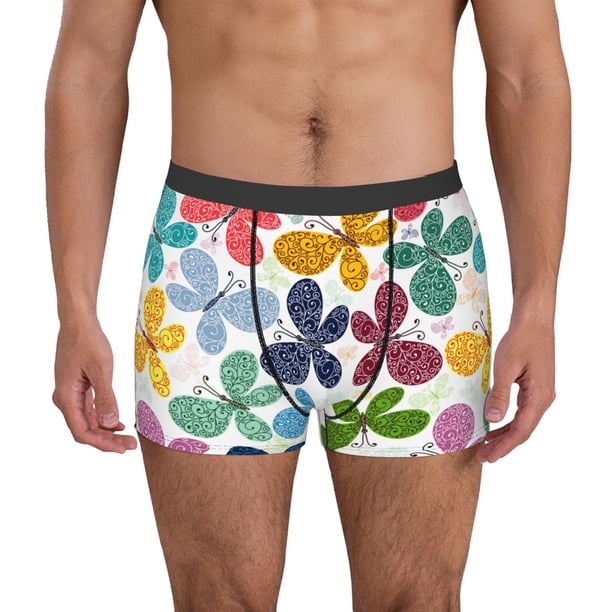 Balery Colorful Butterflies Calzoncillos bóxer para hombre, ropa interior de algodón suave y transpirable con cinturilla de nailon-Medium