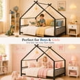thumbnail image 6 of SESSLIFE Montessori Floor Bed, Twin Size Toddler Floor Bed with Roof and Guardrail, House-Shaped Design, No Box Spring Needed, Toddler Bed Frame for Kids, Black, 6 of 9