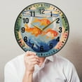 thumbnail image 6 of Yayeee Wall Clock Battery Operated 9.5" Silent Quartz Non-Ticking for Living Room Decor, Blue Goldfish Bowl, 6 of 8