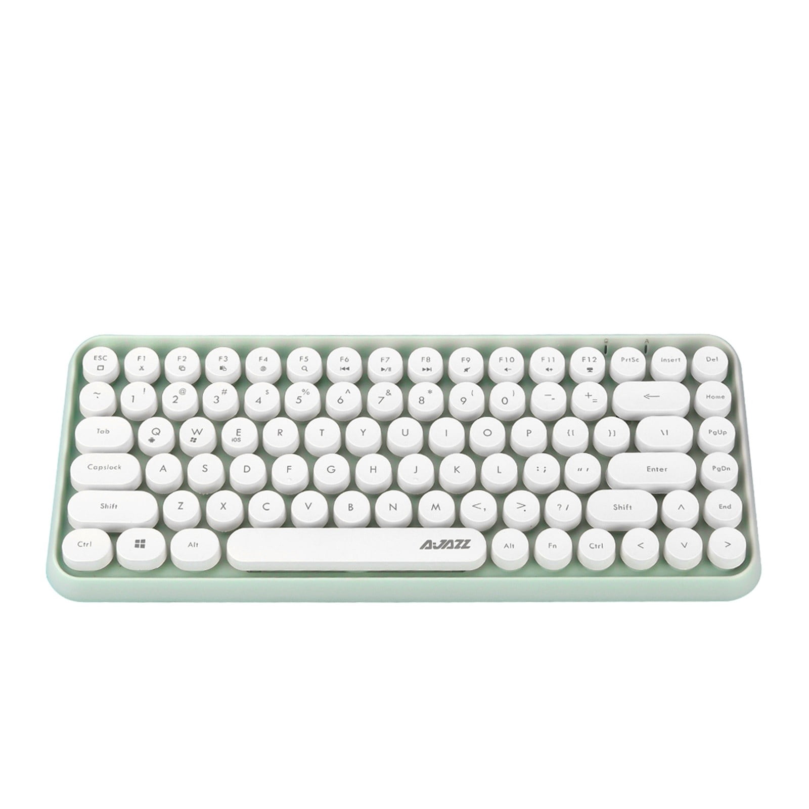 Ajazz Retro Wireless Bluetooth Keyboard 84 Keys, Compact Typewriter Keyboard with Round Keycaps, Portable Small Computer Keyboard for PC Tablet Mac iPad Windows Android.