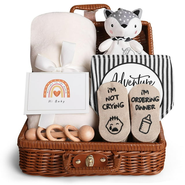 Set de regalo para bebés IaoVueby Baby Lovey, baberos, calcetines, sonajero