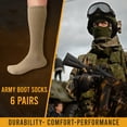 thumbnail image 3 of Diamond Star Men's Military Boot Socks – Quick-Dry Cotton Crew for Police, Fire, and Trekking/Hiking (Beige - 6 Pairs, Socks Size 10-13, Fit Men's Shoe Size 10-12), 3 of 6
