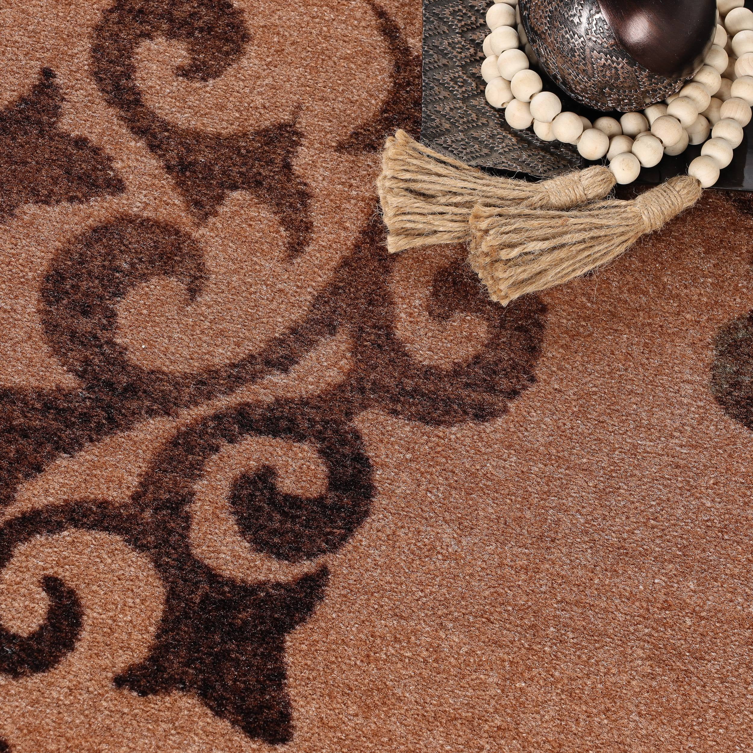 Superior Amber Floral Non-Slip Indoor Area Rug, 5' x 8', Camel