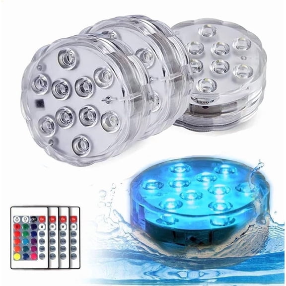 Toopower Submersible LED Pool Lights Waterproof 16 Colors Remote Controlled 4 Pack