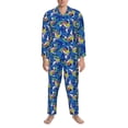 thumbnail image 3 of Salouo Sharks Skateboarding With Palm Print Button-Front Long Sleeve Pajama Set for Men, Soft 2Pjs Men's Long Sleeve Sleepwear-X-Large, 3 of 7