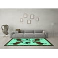 thumbnail image 3 of Ahgly Company Machine Washable Indoor Round Animal Turquoise Blue Traditional Area Rugs, 5' Round, 3 of 4