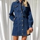 thumbnail image 5 of Vestido camisero con solapa para mujer, minivestido recto elegante, vestido vaquero con botones, uso diario, 5 of 7