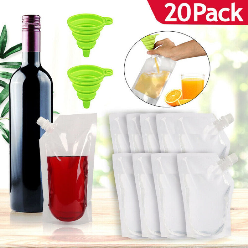 Quesuc 10 Pieces Drinks Flasks Liquor Pouch Reusable Drinking Flasks Concealable Plastic Flasks 420 ml with Plastic Funnel