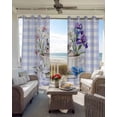 thumbnail image 6 of Spring Easter Blackout Curtains for Bedroom Living Room Darkening Curtains 90 Inch Bunny Botanical Flowers Leaves Purple Check Black Out Window Curtain Privacy Window Treatment Drapes 52"x90"x2, 6 of 9