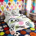 thumbnail image 2 of Erosebridal Colorful Soccer Pattern Bedding Comforter Set, Sport Queen Bedding Sets for Boys and Girls, Gray Reversible 7pcs, 2 of 6