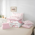 thumbnail image 5 of Feelyou Kawaii Love Heart Twin Bedding Sets 7-Piece, Girly Pink Stripes Polkadots Bedding Comforter Set, Teens Kids Girls Women Reversible Sheet Sets, Breathable Home Decor, 5 of 7
