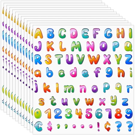 12 Sheets Self Adhesive Vinyl Letters Numbers Stickers Colorful ...