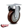 thumbnail image 4 of Polyurethane Top Plate Rigid Caster with 4 Inch Maroon Wheel - 350 lbs. Capacity Per Caster - Service Caster Brand, 4 of 4