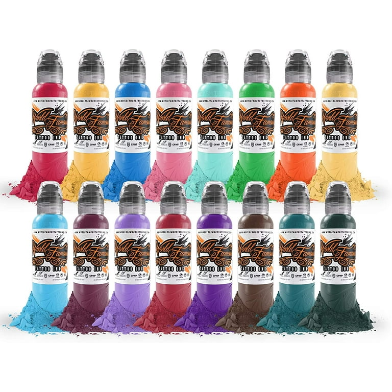 World Famous Color Set Tattoo Ink, Vegan and Professional Ink, Made in USA,  Horihui Taiwanese (Set of 16), 1 oz 