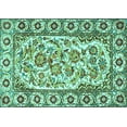 thumbnail image 1 of Ahgly Company Machine Washable Indoor Rectangle Persian Turquoise Blue Traditional Area Rugs, 7' x 9', 1 of 4