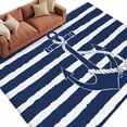 thumbnail image 2 of 6'x9' Area Rugs, Navy Blue Anchor Nautical Indoor Outdoor Area Rug for Living Room Bedroom, Navy Blue Striped Farmhouse Washable Bathroom Rugs Kitchen Floor Carpet Mats Home Decor Aesthetic, 2 of 8