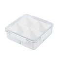 thumbnail image 1 of Square Plastic Divided Serving Tray with Lid 4 Individual Dishes Food Storage Containers Hot Pot Serving Platter for Snack Veggie, 1 of 5