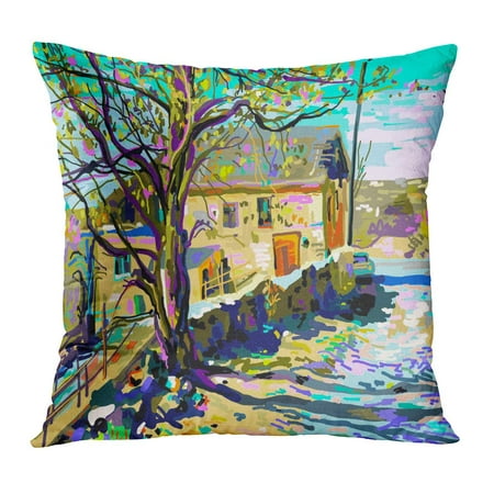 ECCOT Colorful Plein Air Digital Painting of Kamenetz Podolsky Town Landscape Ukraine for Travel Contemporary Pillow Case Pillow Cover 18x18 (Best Tripod For Plein Air Painting)