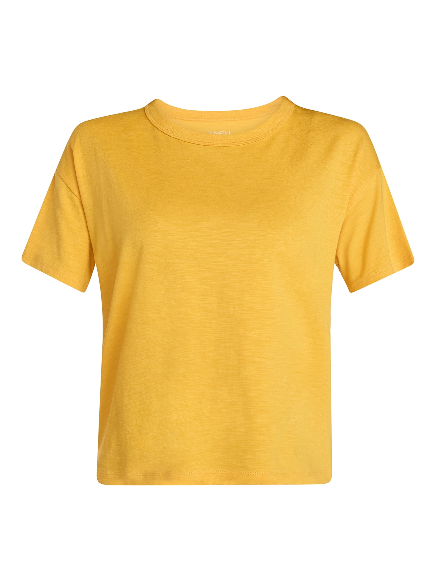 Time and Tru Women's Boxy Slub Tee with Short Sleeves, Sizes XS-XXXL